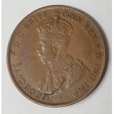 AUSTRALIA 1926 . ONE 1  PENNY . ERROR OR VARIETY . THE KING HAS A RUNNING NOSE CUD
